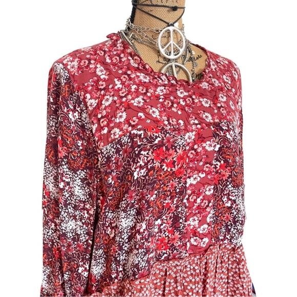 ANTHROPOLOGIE Esther Tiered Tunic RED floral print SIZE XL - Picture 9 of 16